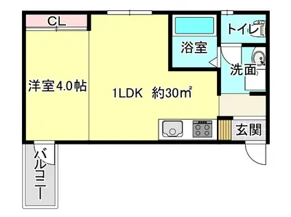 HALELEA(1LDK/3階)の間取り写真