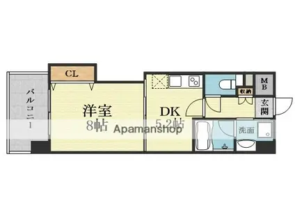 ア・ミュゼ新大阪(1DK/3階)の間取り写真