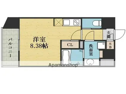 ドゥーエ江坂3(ワンルーム/12階)の間取り写真