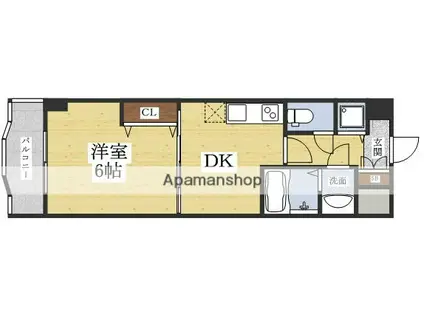 ノルデンタワー新大阪1(1DK/2階)の間取り写真