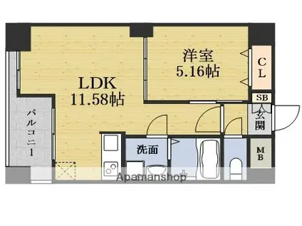 ノルデンハイム江坂Ⅰ(1LDK/7階)の間取り写真