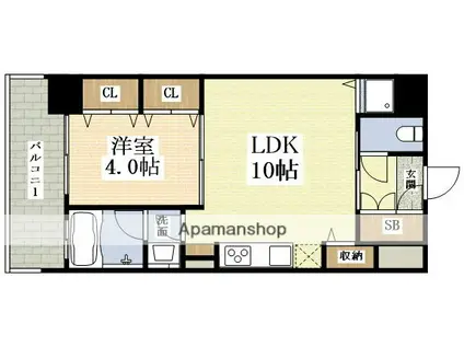 ミッドコート新大阪(1LDK/7階)の間取り写真