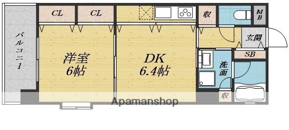エストリーヴルⅡ(1DK/5階)の間取り写真