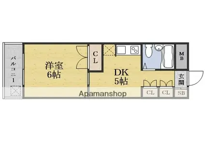 東三国グランドハイツ北(1DK/1階)の間取り写真