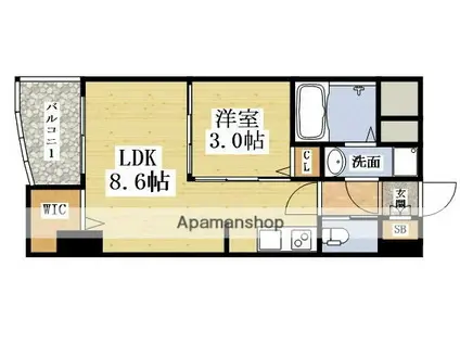 SEST新大阪(1LDK/9階)の間取り写真