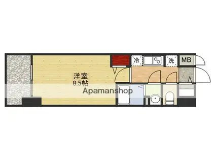 フェニックス新大阪(1K/9階)の間取り写真