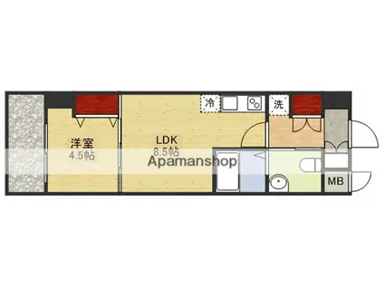 LA CASA新北野2(1DK/4階)の間取り写真