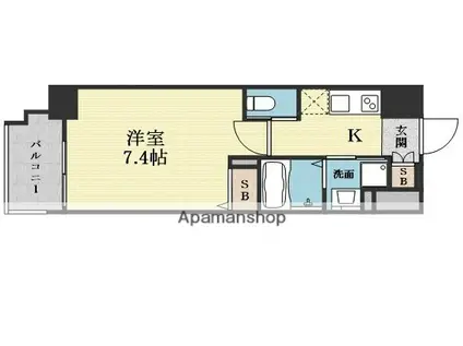 プレイシズ新大阪(1K/4階)の間取り写真