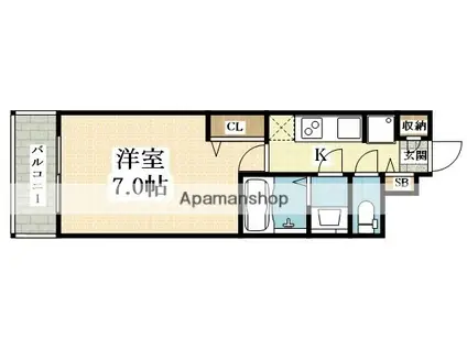 プレサンス江坂クォーレ(1K/8階)の間取り写真