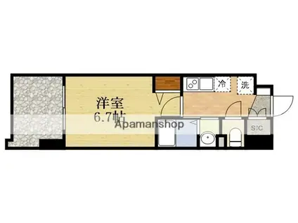 LUXE三国駅前(1K/1階)の間取り写真