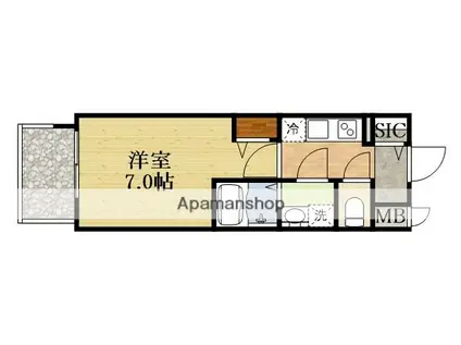 ATTIRANT西三国(1K/4階)の間取り写真