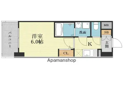 エスリード ザ・グラン大阪ノース(1K/10階)の間取り写真