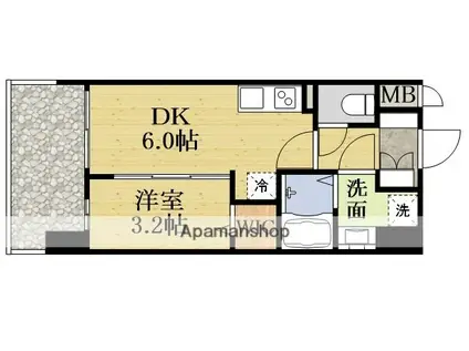 プレサンス東淀川駅前プローシェ(1DK/12階)の間取り写真