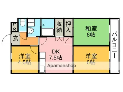 エレガンス村上(3DK/3階)の間取り写真