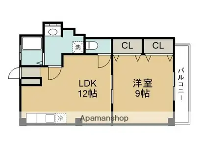 旭丘ハイツ(1LDK/4階)の間取り写真