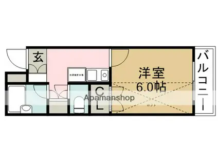 パイナス2ND(1K/2階)の間取り写真