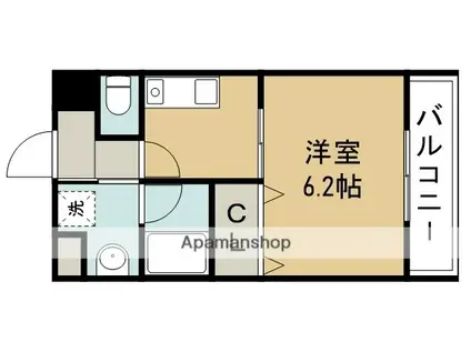 プレステージ天神Ⅲ(1K/2階)の間取り写真