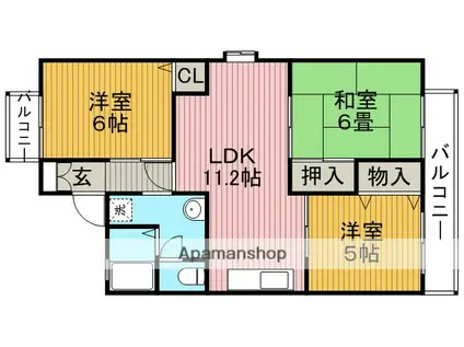 コートベルデュールA棟(3LDK/2階)の間取り写真