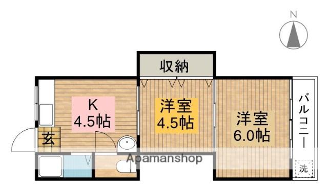 槻ハイツ(2DK/2階)の間取り写真
