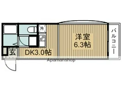 ラヴィータ箕面(1K/3階)の間取り写真