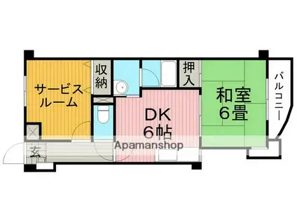 シャトー柴原(1SDK/4階)の間取り写真