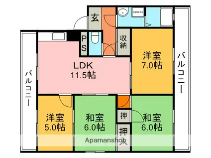 エレガンスアラキ(4LDK/2階)の間取り写真