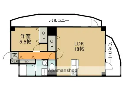 メゾンクレール(1LDK/5階)の間取り写真
