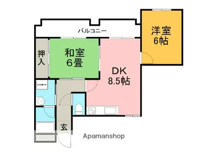 ベルフォーレ永楽荘(2DK/3階)の間取り写真