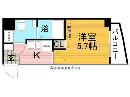 ウインズコート石橋(1K/3階)の間取り写真