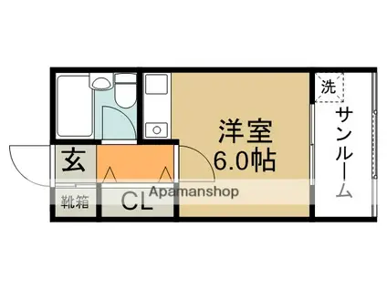 グレイスマンション(ワンルーム/3階)の間取り写真