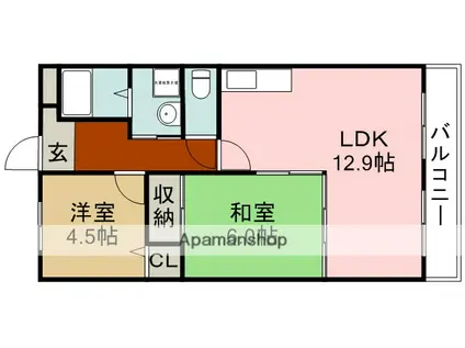 アーバンコンフォート池田(2LDK/1階)の間取り写真