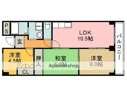 グリーンヒル池田(3LDK/5階)の間取り写真