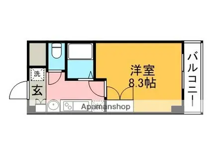 シャンヴェルジェ豊中Ⅰ(1K/1階)の間取り写真