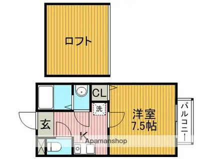 アルファステージ APM(1K/2階)の間取り写真