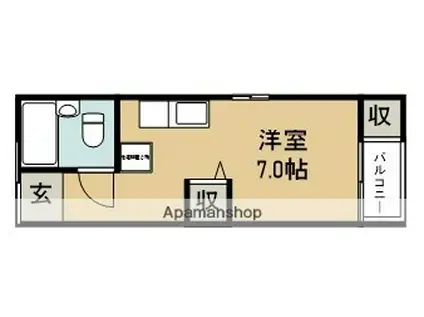 加茂ハイツ(ワンルーム/1階)の間取り写真