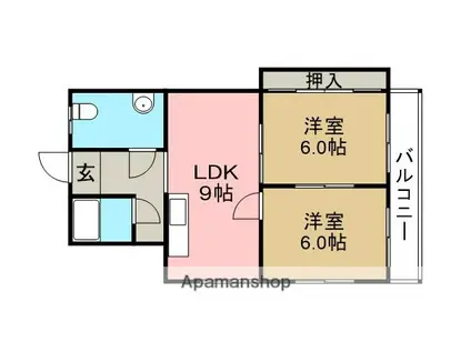 光マンション(2DK/3階)の間取り写真