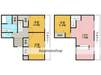 南山コーポ(3LDK/6階)の間取り写真