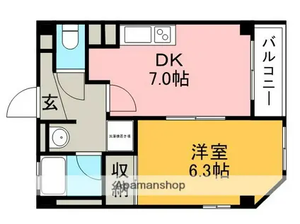 アネービオス(1DK/2階)の間取り写真