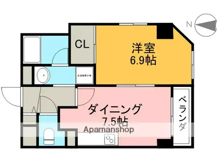 アネービオス(1DK/2階)の間取り写真