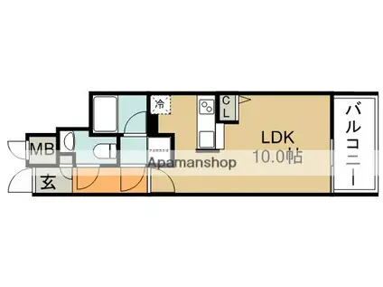 リッツスクエア グランキューブ(1K/9階)の間取り写真