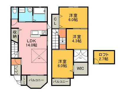 グリーンヒル(3LDK/1階)の間取り写真