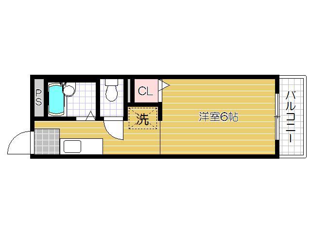 ヴィラージュみのおB(1K/2階)の間取り写真
