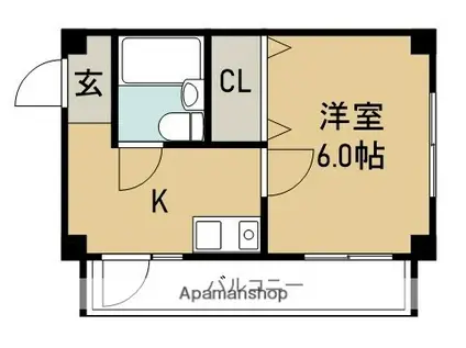 サンライズウエムラ(1K/2階)の間取り写真
