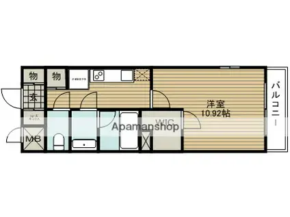 アーバンヴュー横山(1K/5階)の間取り写真