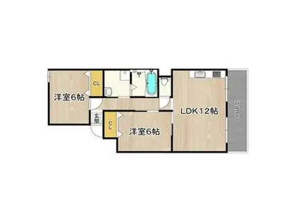 第一マンション寺直(2LDK/6階)の間取り写真