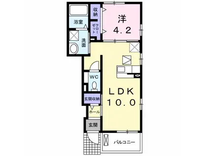 オリーブ(1LDK/1階)の間取り写真
