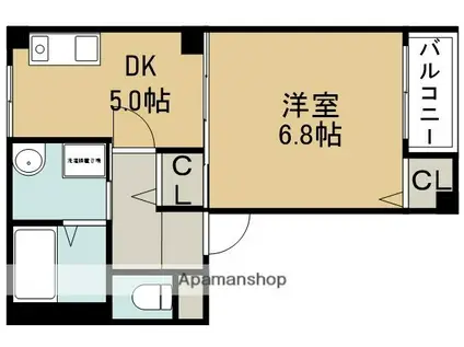 石橋マンション柊(1DK/3階)の間取り写真