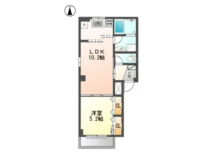 COMFORT上の町(1LDK/1階)の間取り写真