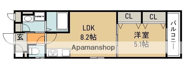 クリエオーレ蛍池北町Ⅱ(1LDK/1階)の間取り写真