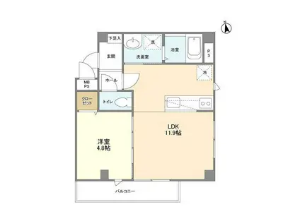 GRAND JETE キセラ川西Ⅱ(1LDK/3階)の間取り写真